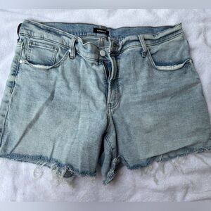 Shortie mid rise jean shorts